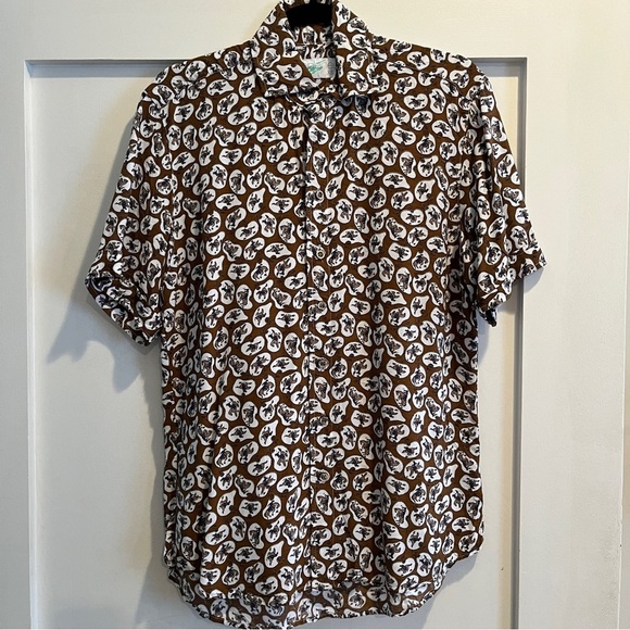 Seaplane Short Sleeve Button Up Shirt in Deadstock Horse Cowboy Print - Picture 1 of 5